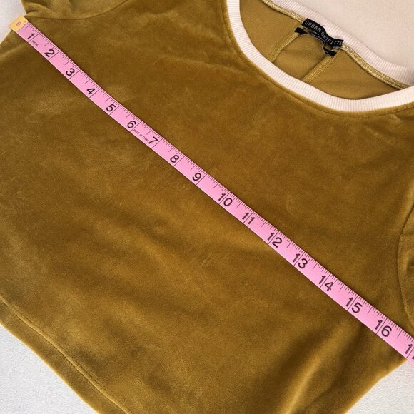 Urban Outfitters Velour Crop Top Women’s Medium Gold Brown Back Stripe Detail - Picture 7 of 8